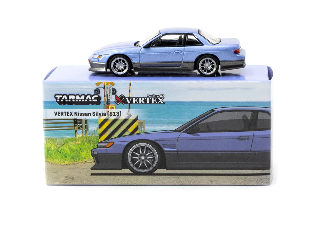 Tarmac Works Nissan Silvia S13 VERTEX azul/gris 1/64 - GLOBAL64