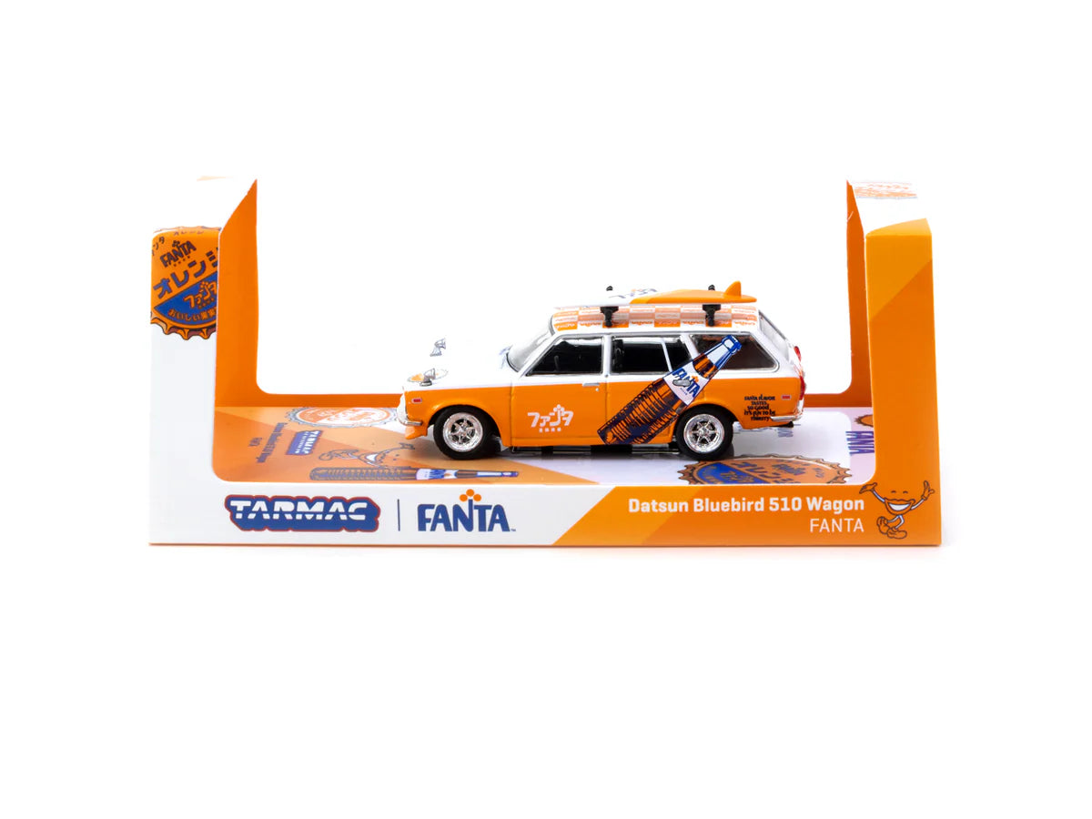 Tarmac Works 1.64 1972 Datsun Bluebird 510 Wagon "Fanta" Naranja/Blanco