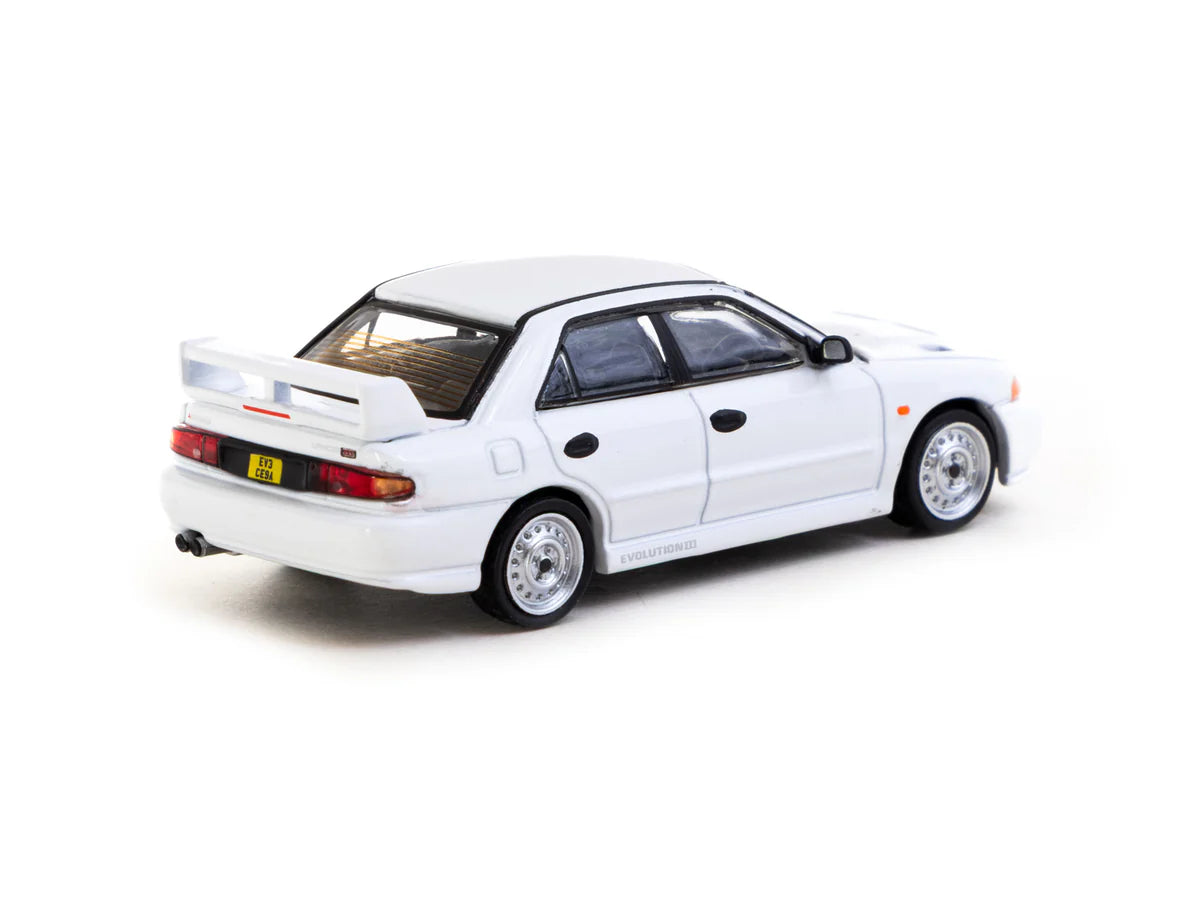Tarmac Works 1/64 Mitsubishi Lancer RS Evolution III blanco - Edición especial Lamley - Tarmac Works GLOBAL64