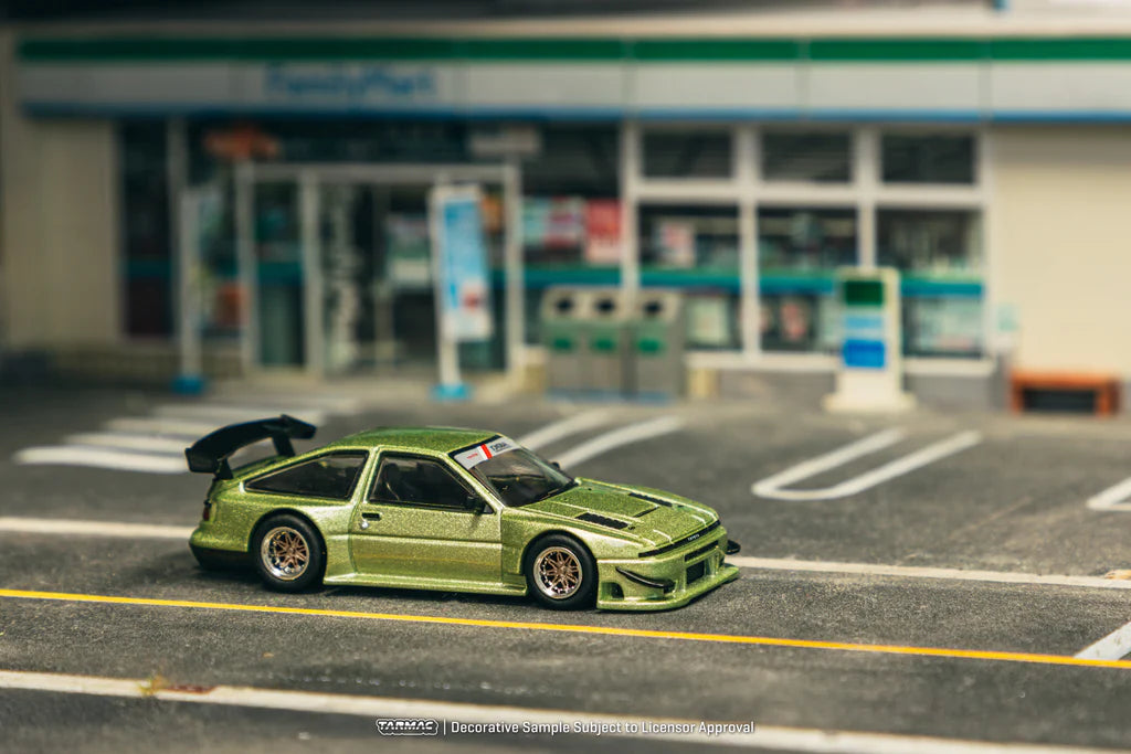Tarmac Works Toyota Sprinter Trueno AE86 Widebody Green 1/64 - Diseño de Jon Sibal - GLOBAL64