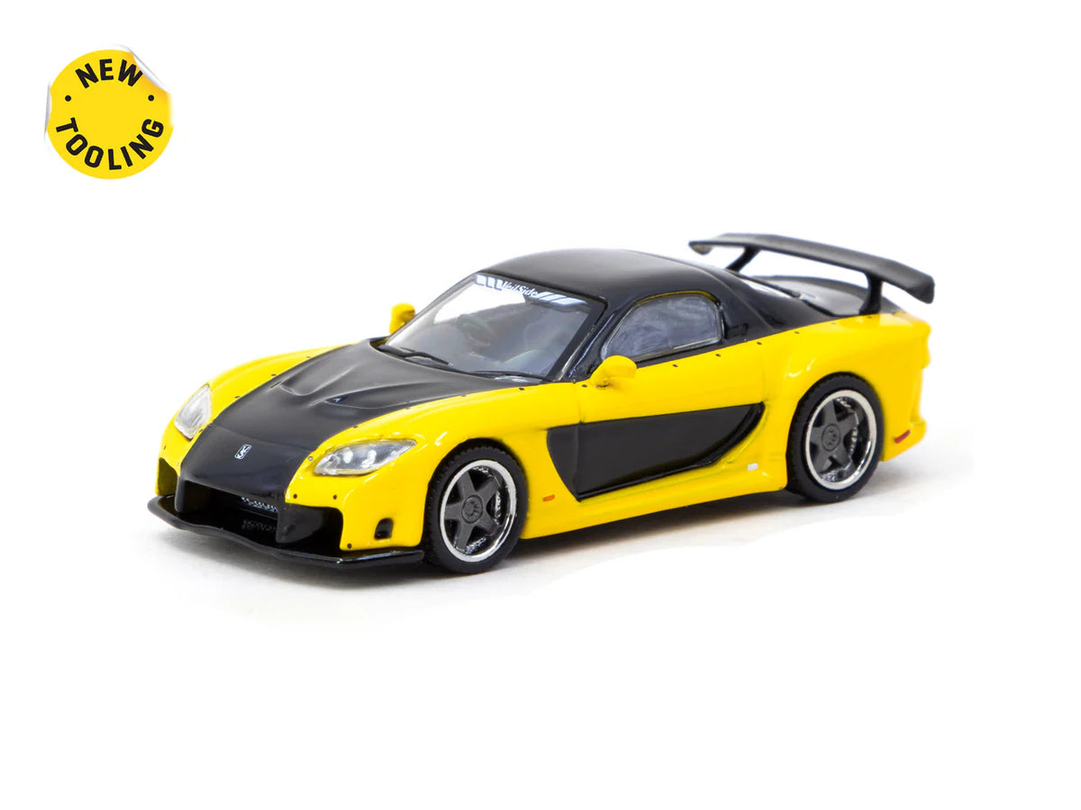 TARMAC WORKS 1.64 Mazda RX7 VeilSide Fortune7 amarillo/negro  - Tarmac Works GLOBAL64