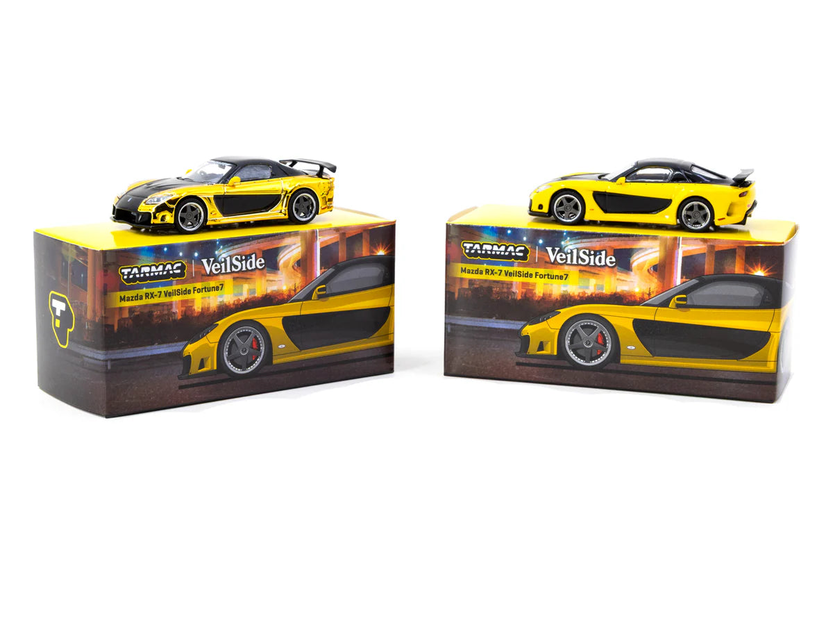 TARMAC WORKS 1.64 Mazda RX7 VeilSide Fortune7 amarillo/negro  - Tarmac Works GLOBAL64