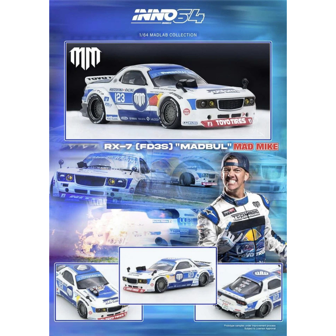 INNO64 Mazda RX7 Mad Mike (FD3S) Pandem Rocket Bunny Madbul 	IN64-MADLAB01-MADBUL