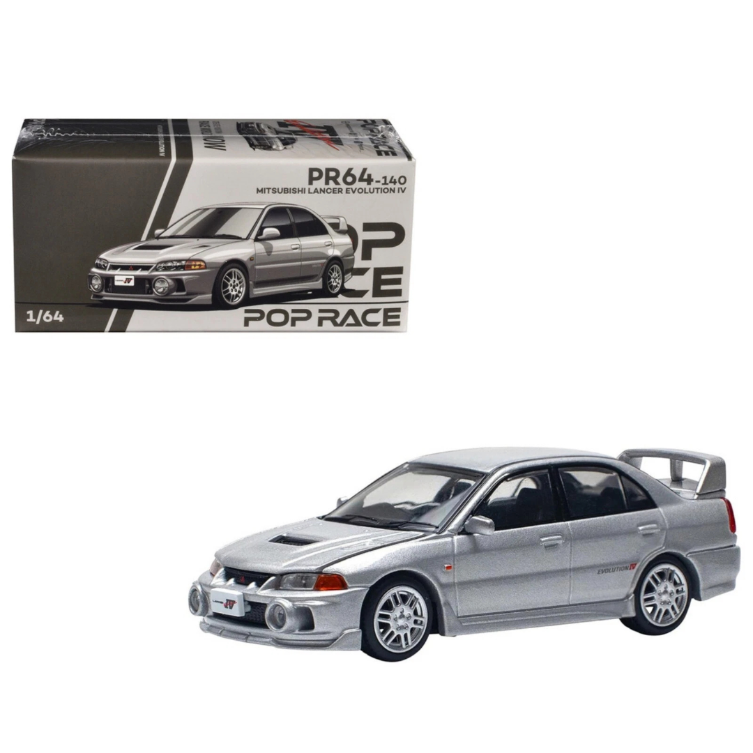 Pop Race Limited Mitsubishi Lancer Evolution IV Steel Silver # 140 1.64