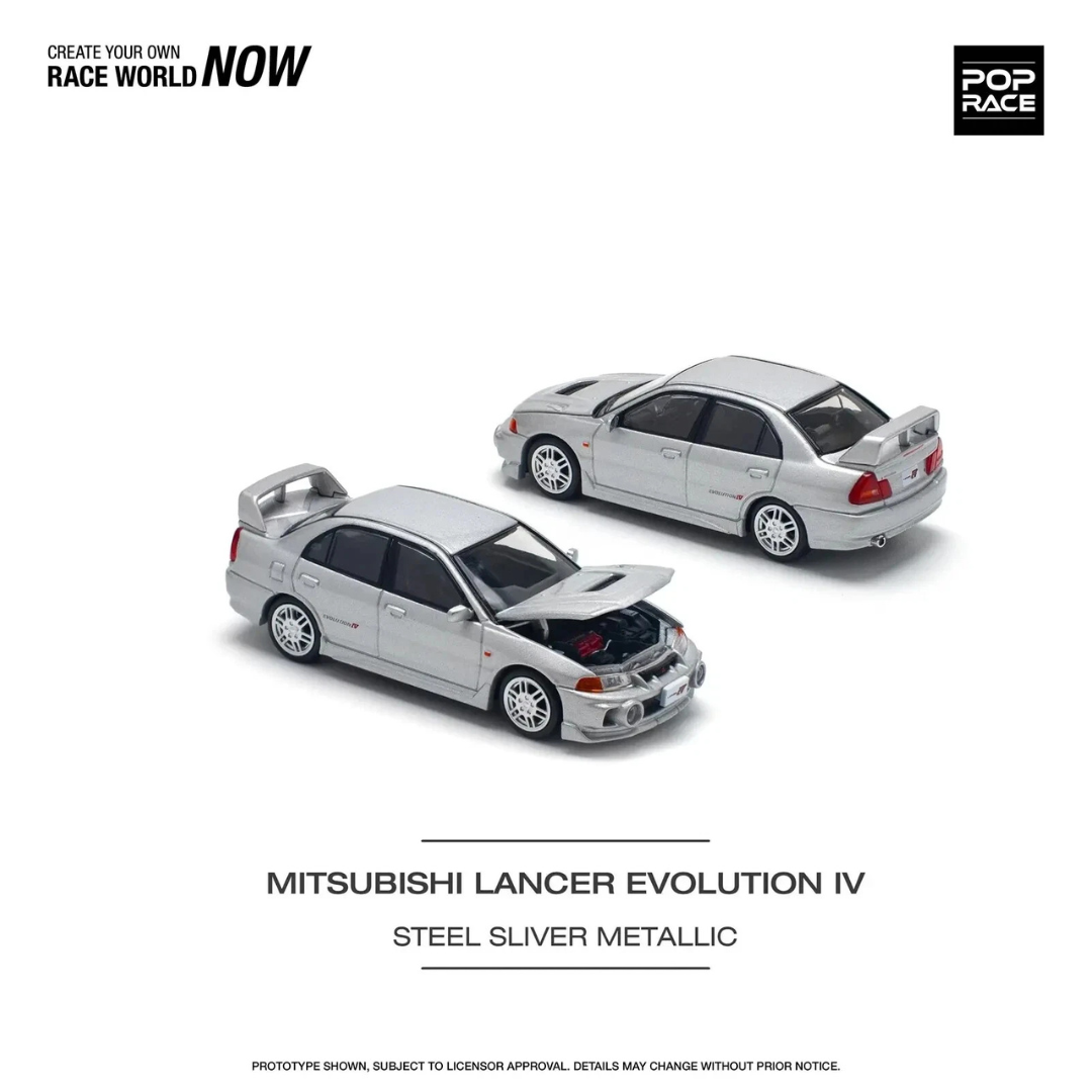 Pop Race Limited Mitsubishi Lancer Evolution IV Steel Silver # 140 1.64