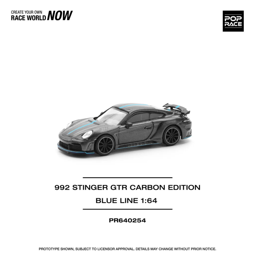 Pop Race Porsche 992 Stinger GTR Carbon Edition Blue Line # 254  1.64