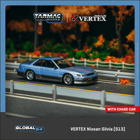 Tarmac Works Nissan Silvia S13 VERTEX azul/gris 1/64 - GLOBAL64