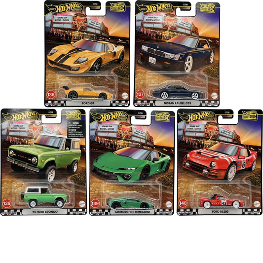 Hot Wheels Premium Boulevard Serie Completa 136 - 140  Ford GT - Temeriario - RS200 - Bronco - Laurel GJT68-978E