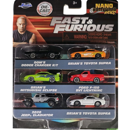 Jada Nano Hollywood Paquete de 6 nanocoches de Rápidos y Furiosos