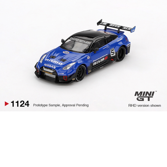 MINI GT NISSAN GTR R35 LB SILHOUETTE WORKS GT BLUE 2025 # 1124
