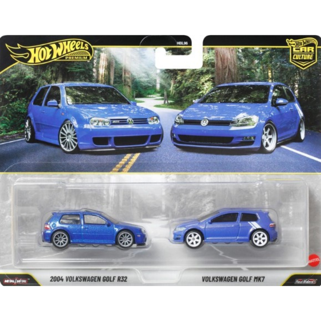 Hot Wheels Premium 2 Pack Duo Volkswagen Golf R32 y Golf MK7