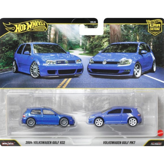 Hot Wheels Premium 2 Pack Duo Volkswagen Golf R32 y Golf MK7