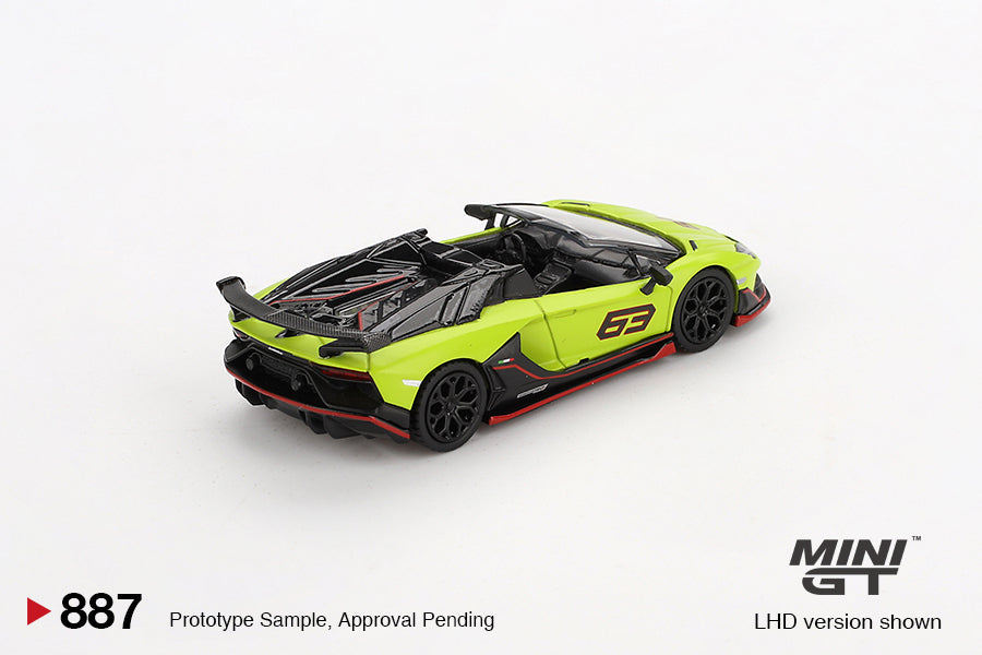 MINI GT LAMBORGHINI AVENTADOR SVJ 63 ROADSTER VERDE SHOCK 2022 # 887