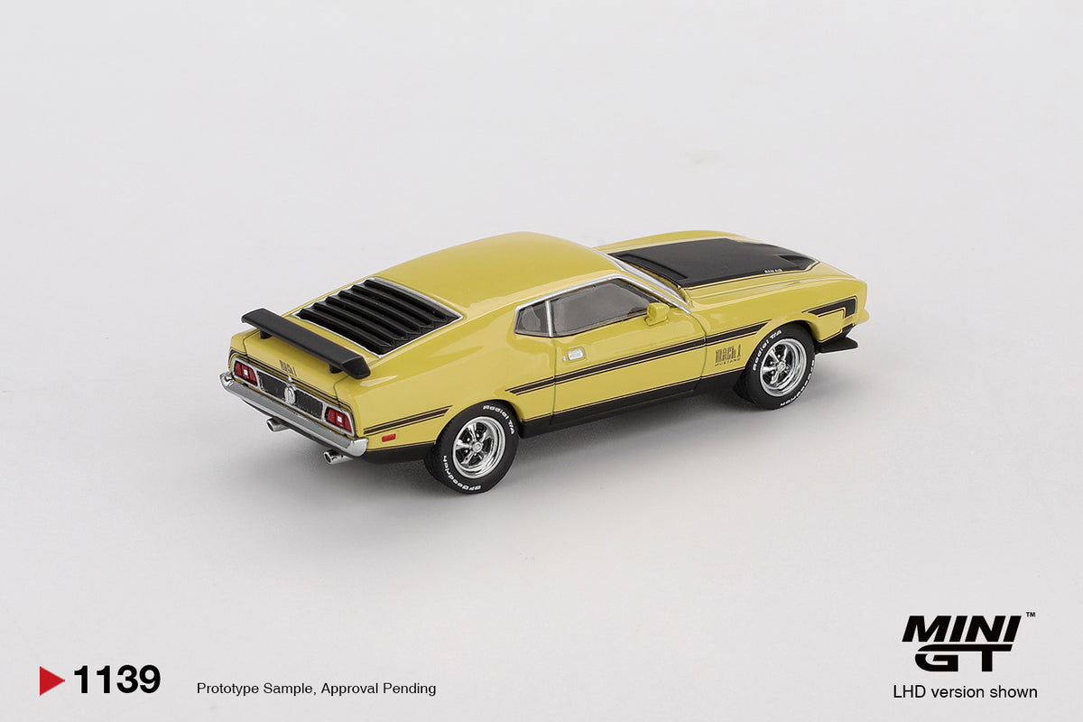 MINI GT 1971 Ford Mustang Mach 1 Grabber Yellow # 1139