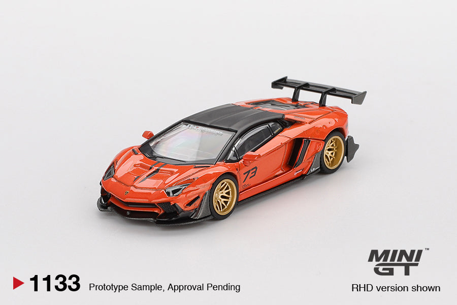 *** LLEGADA FINALES DE SEPTIEMBRE 2026 ***  MINI GT LAMBORGHINI AVENTADOR LB- WORKS LIMITED EDITION ORANGE MDX 2025 # 1133