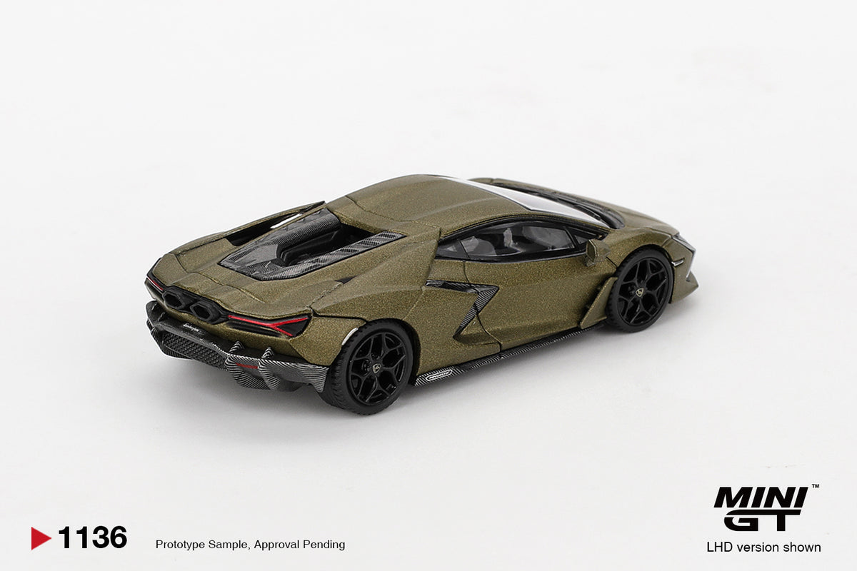 *** LLEGADA FINALES DE SEPTIEMBRE 2026 ***  MINI GT 1:64 LAMBORGHINI REVUELTO VERDE GEA MATTE 2023 # 1136