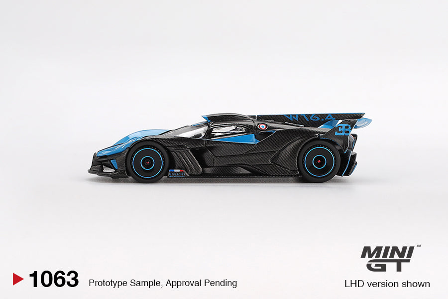 MINI GT BUGATTI BOLIDE PRESENTATION BLACK AND BLUE 2024 # 1063