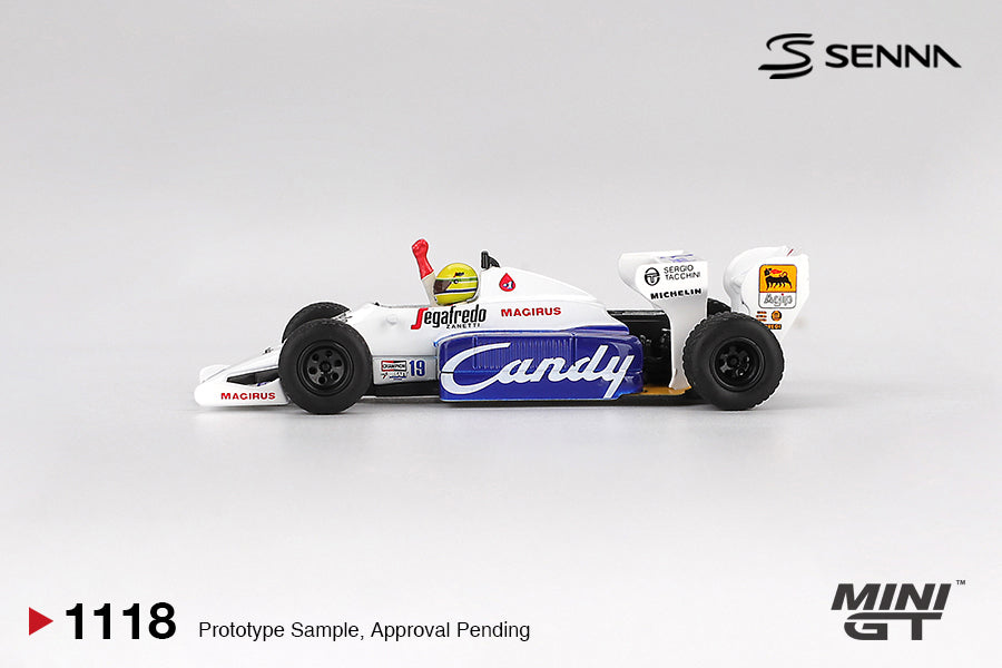 MINI GT Ayrton Senna TG184 #19 Toleman 1984 Gran Premio de Mónaco 2do lugar # 1118