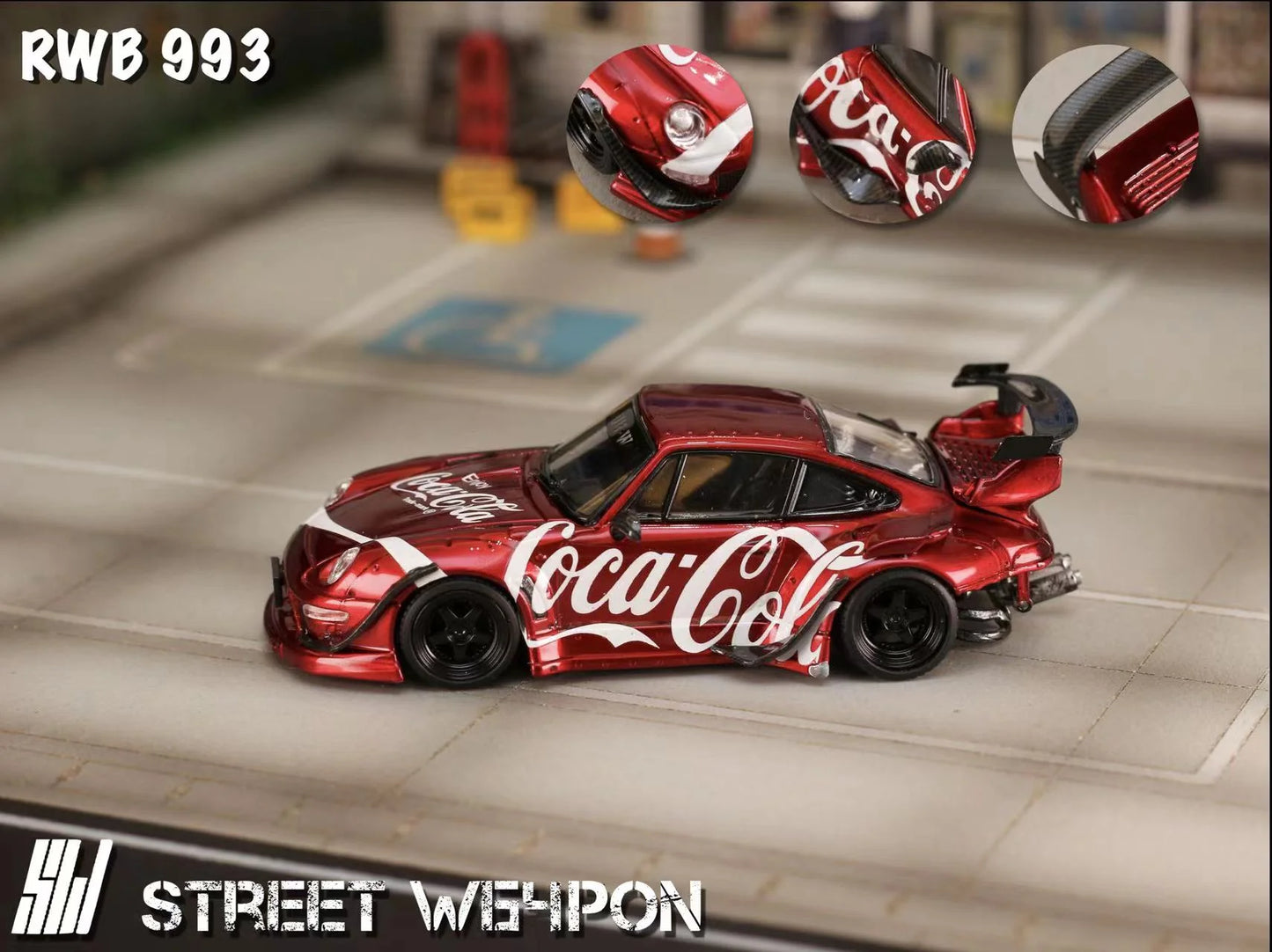 Street Weapon 1/64 RWB 993 CocaCola Low Tail Red STW172