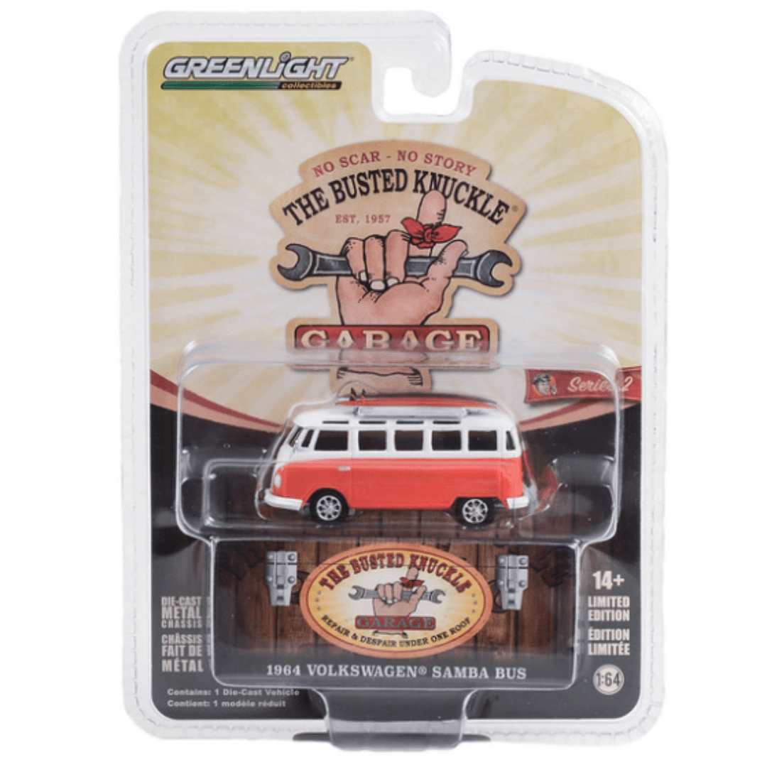 Furgoneta Volkswagen Samba con tablas de surf - Knuckle Garage Series 2 Greenlight 1/64 - Garage23