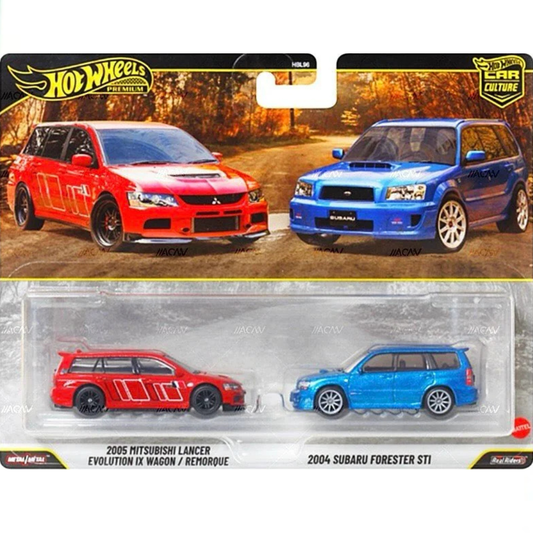 Hot Wheels Premium Duo Pack 2 Mitsubishi Lancer Evolution IX Wagon & 2004 Subaru Forester STI