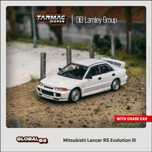 Tarmac Works 1/64 Mitsubishi Lancer RS Evolution III blanco - Edición especial Lamley - Tarmac Works GLOBAL64