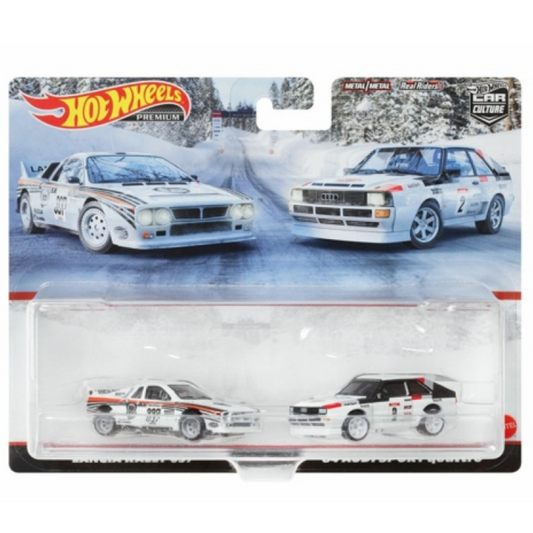 Pack 2 dúo Hot Wheels Premium Rally Lancia 037 y audi sport Quattro