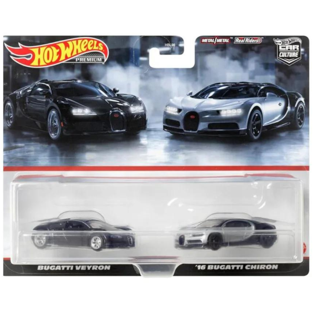 Hot Wheels Premium Duo Pack 2 Bugatti Veyron y Bugatti Chiron Car culture hwmvHBL96-979K
