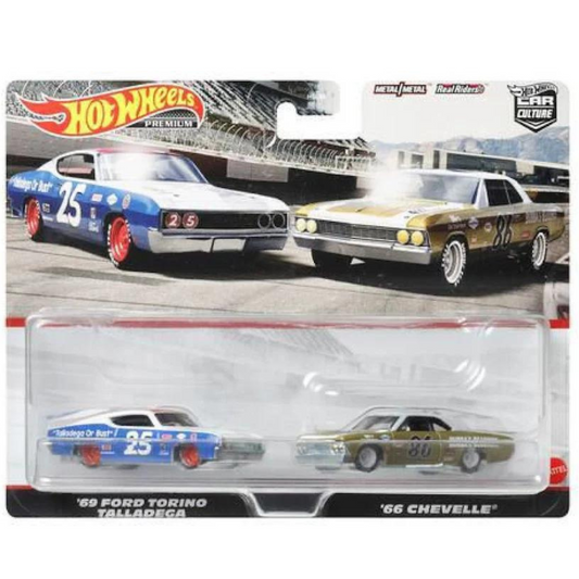 Hot Wheels Premium Dúo Car Culture Ford '69 Torino Talladega / '66 Chevelle 2 Pack