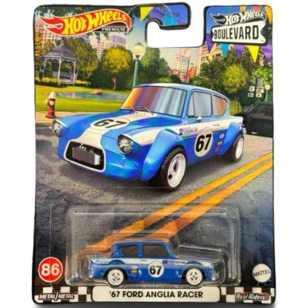 Hot Wheels Premium Boulevard 67 Ford Anglia Racer Azul #86