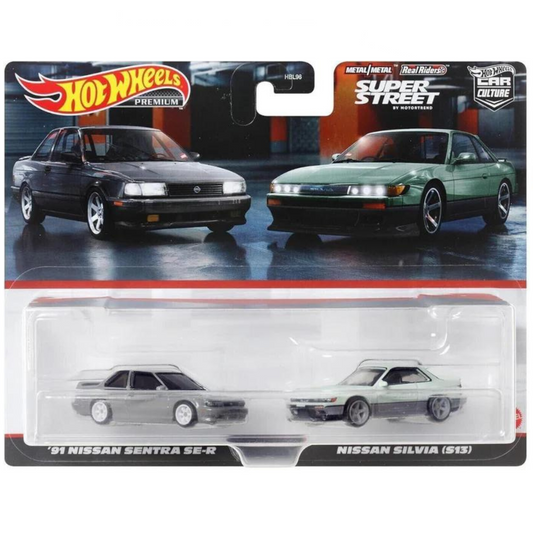 Pack 2 dúo Hot Wheels Premium Nissan Sentra Nissan Silvia S13