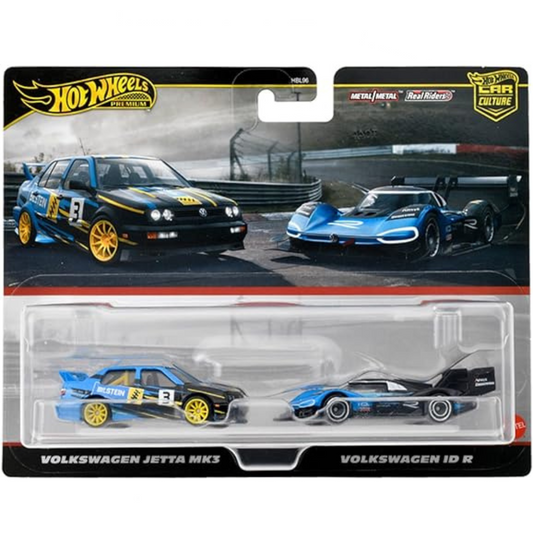 Pack 2 dúo Hot Wheels Premium Volkswagen Jetta MK3 Volkswagen ID R