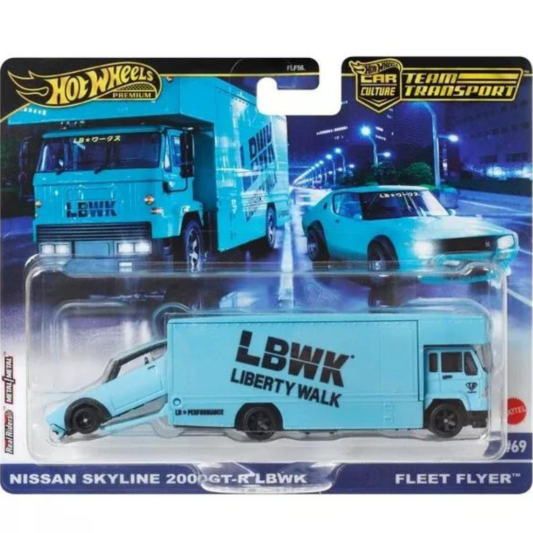 Hot Wheels Premium Team Transport Fleet Flyer & Nissan Skyline 2000GT-R LBWK #69