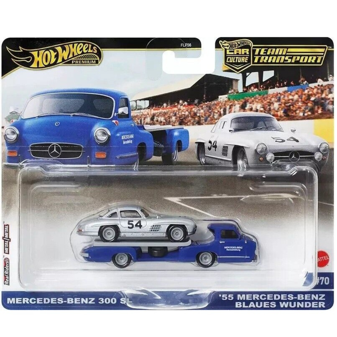 Hot Wheels Premium Team Transport Mercedes Benz 300SL & 1955 Mercedes Benz *Blaues Wunder* truck  #70