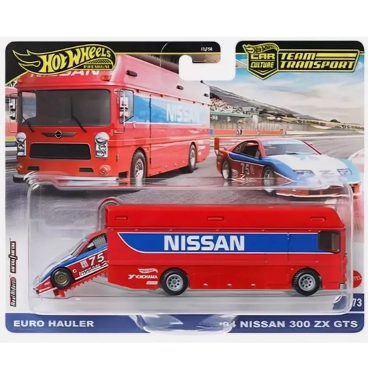 Hot Wheels Premium Team Transport 1994 Nissan 300 ZX GTS & Euro Hauler Truck #73