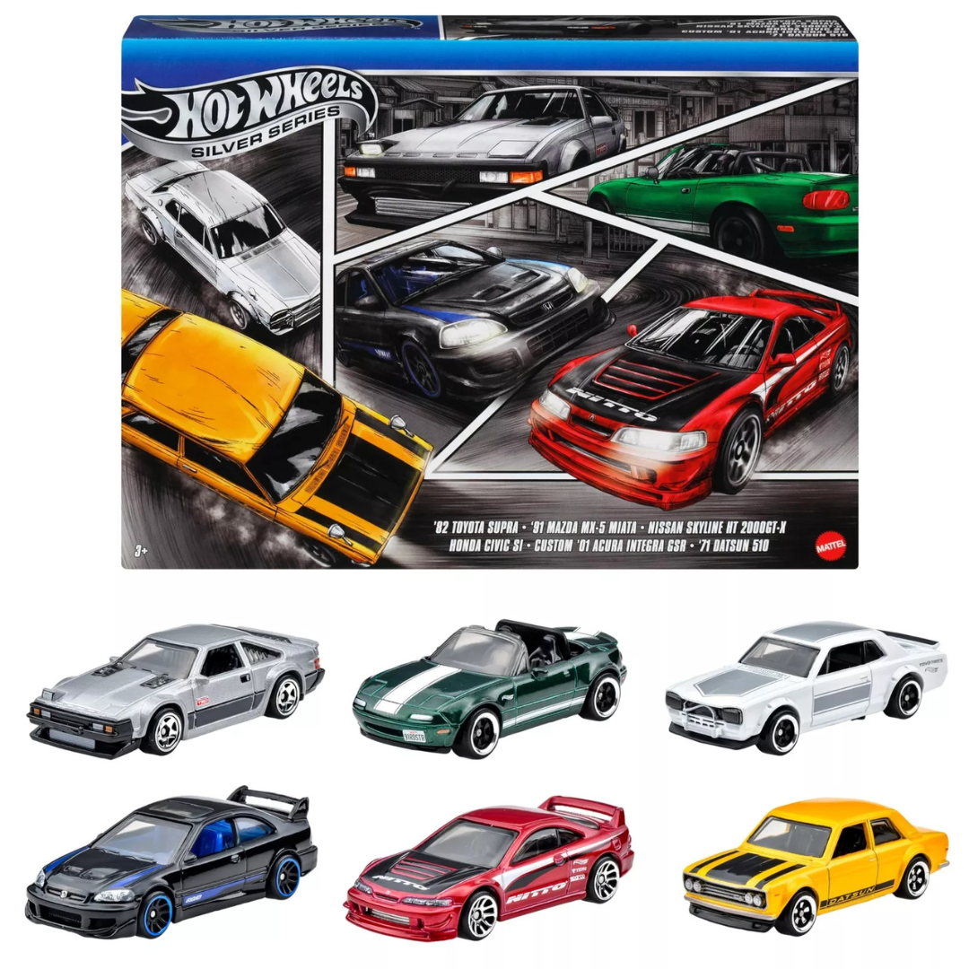 %%% Hot Wheels Serie Silver Japan Theme 6 pack Embalaje Deluxe Basicos JBY77