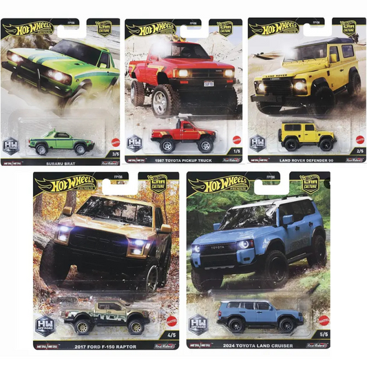 Hot Wheels Premium Off Road Car Culture Serie Completa Subaru BRAT Toyota Land Cruiser