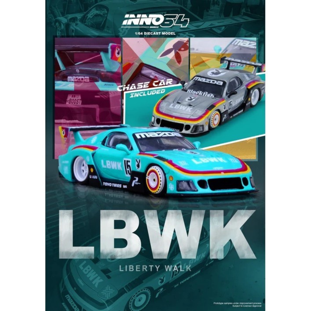 Inno64 LBWK Mazda RX7 FD3S LB Super Silhouette Azul Celeste Play boy