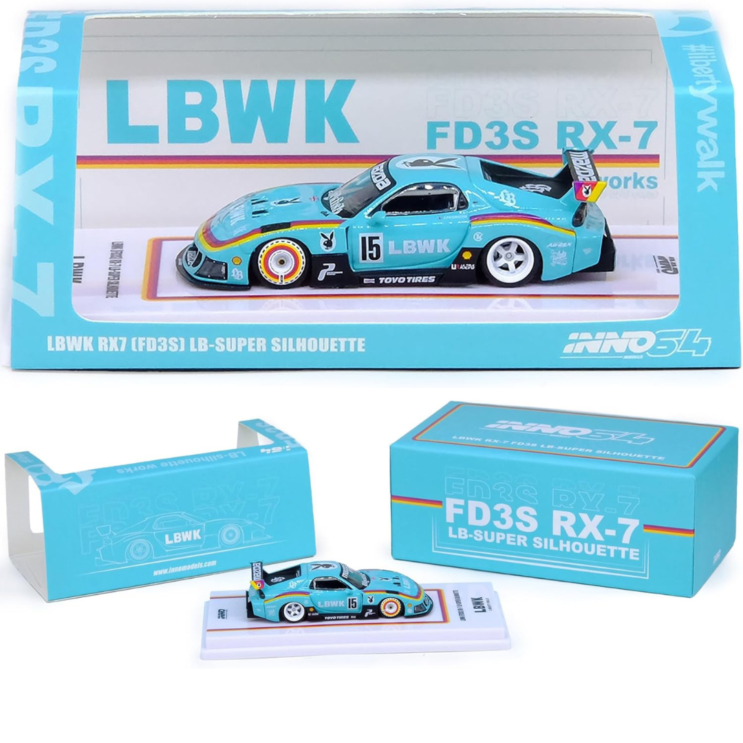 Inno64 LBWK Mazda RX7 FD3S LB Super Silhouette Azul Celeste Play boy