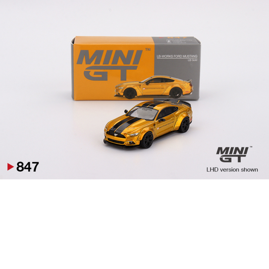 Minigt FORD MUSTANG LB-WORKS LBWK GOLD 2017 # 847 Color Oro 1.64