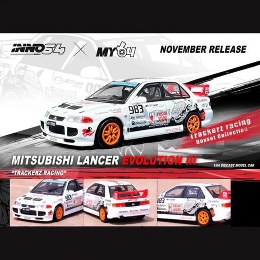 Inno64 Mitsubishi Lancer EVO III #983 Trackerz Racing Malaysia *** Pieza Exclusiva de Salón Malasia ***