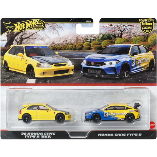 Pack 2 duo Hot Wheels Premium 1999 Civic Type R EK9 & Honda Civic Type-R