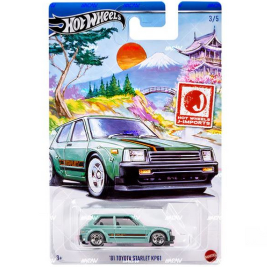 Hot Wheels 1981 Toyota Starlet KP61 Silver Series Hot Japanese Imports Básico JDM HRT02