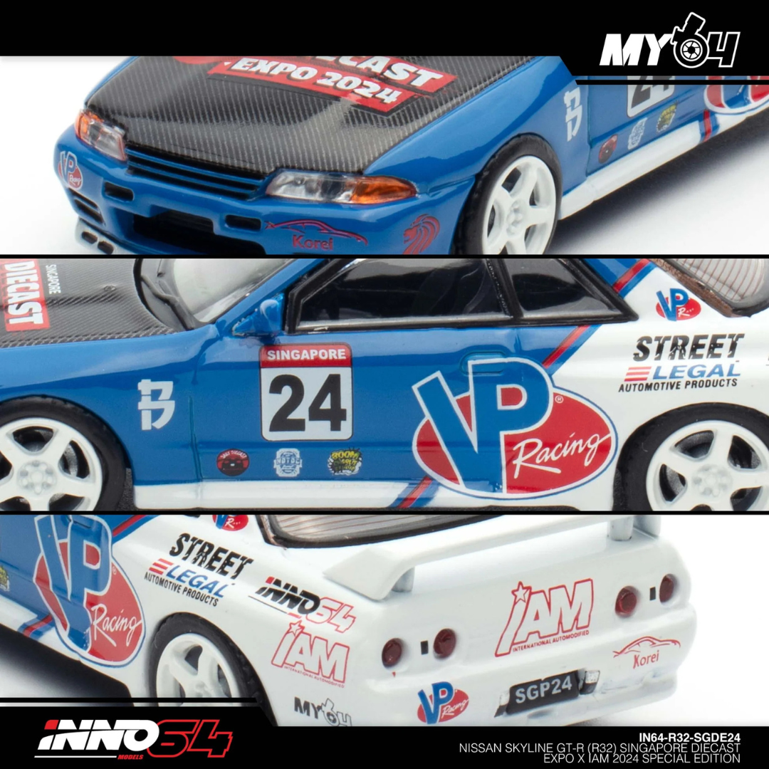 Inno64 Nissan Skyline GTR R32 #24 PIEZA EXCLUSIVA Salón Singapore Diecast.