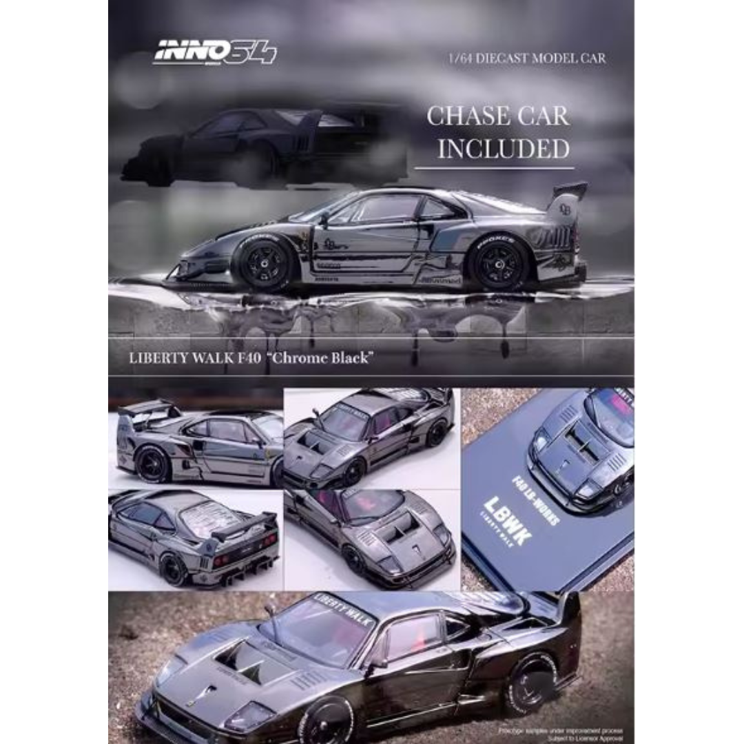 Inno64 Ferrari F40 Negro Cromado LBWK 1.64
