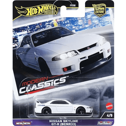 Hot Wheels Nissan Skyline GTR R33 (BCNR33) Blanco HRV99 Premium Car Culture Clásicos modernos - Garage23