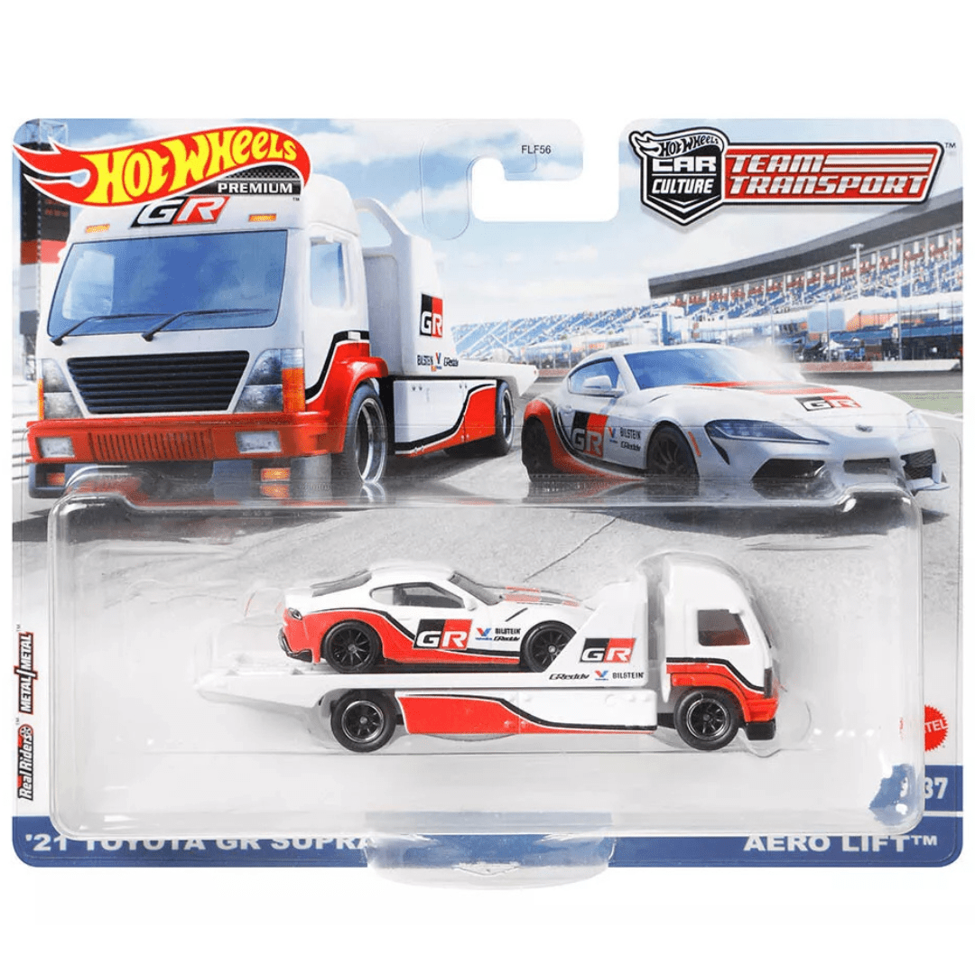 Hot Wheels Premium Team Transport 21 Toyota GR Supra + Aero Lift #37 1:64 Hot Wheels GRK65 FLF56 - Garage23