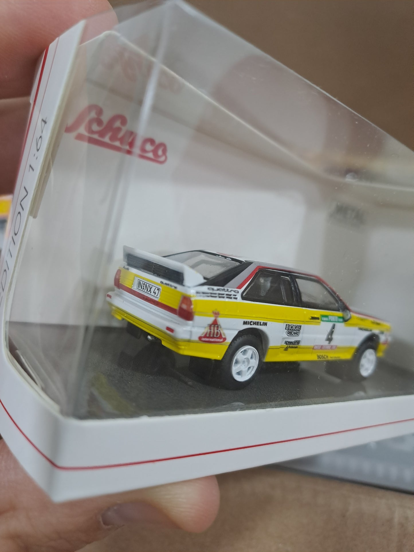 Schuco 1/64 Audi Quattro #4 Rally Portugal 1984 White / Yellow schuco20370