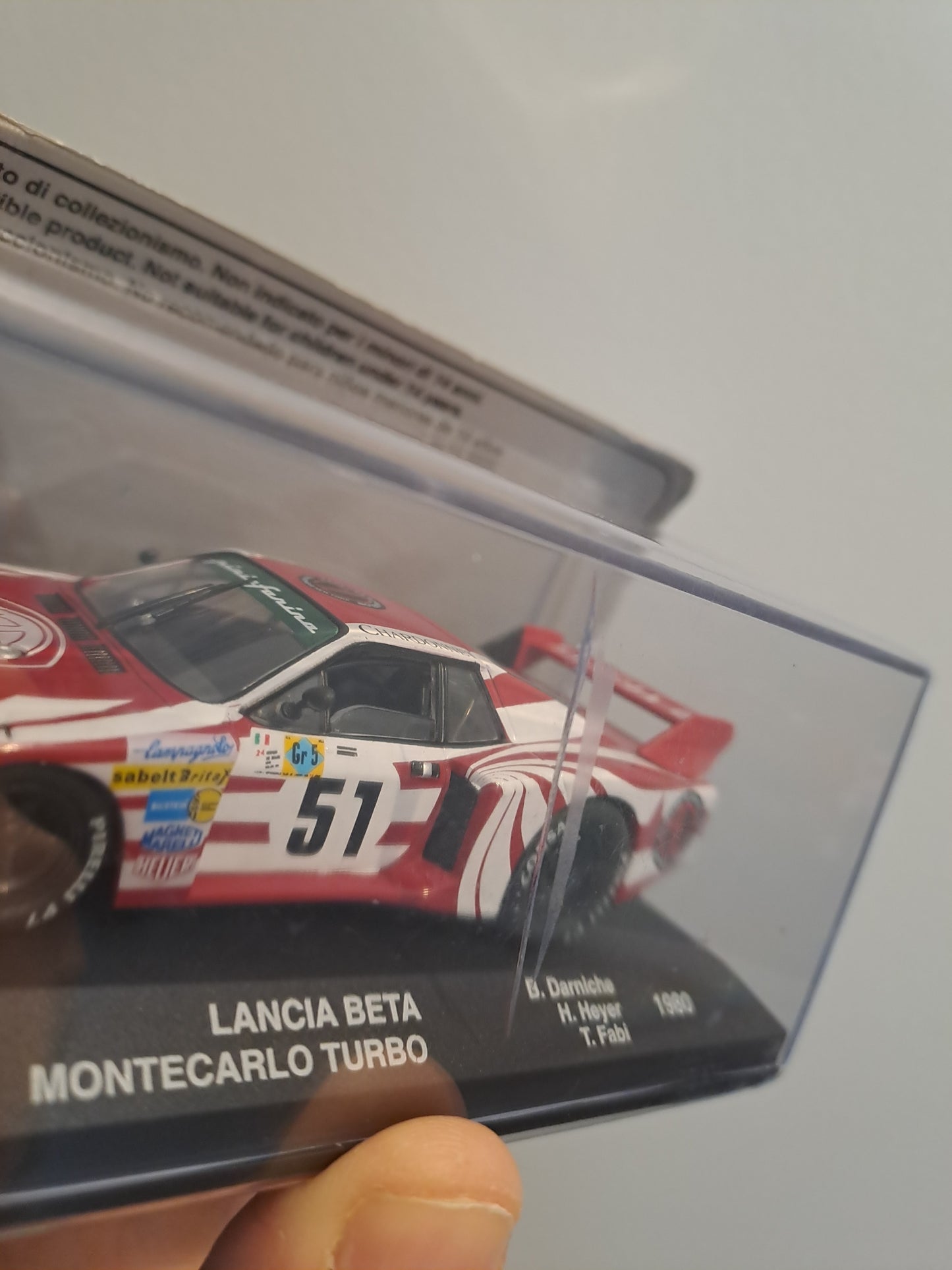 ESCALA 1/43 Magazine Models 1980 Lancia Beta Montecarlo Turbo #51 Rally Rojo Blanco ** Vitrina con Raya **