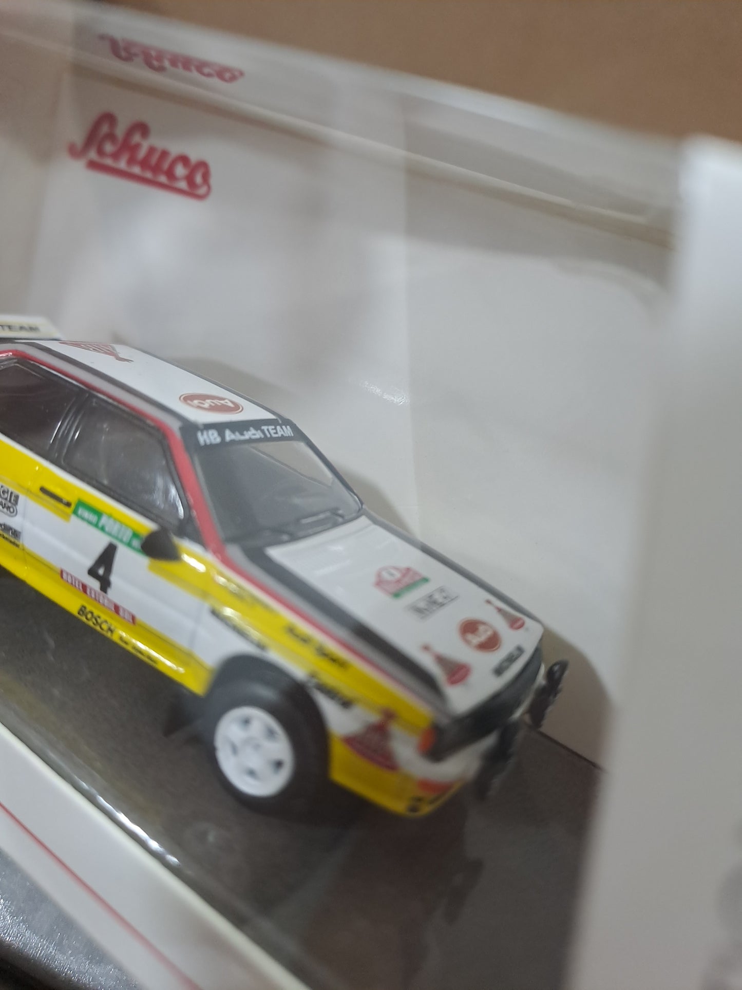 Schuco 1/64 Audi Quattro #4 Rally Portugal 1984 White / Yellow schuco20370